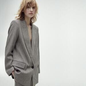 ZARA Herringbone Blazer Ladies Size XL Oversized Blazer